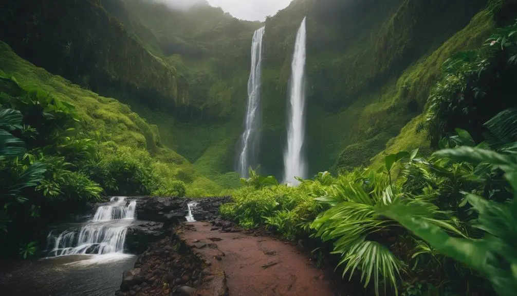 hawaiian hike with waterfalls