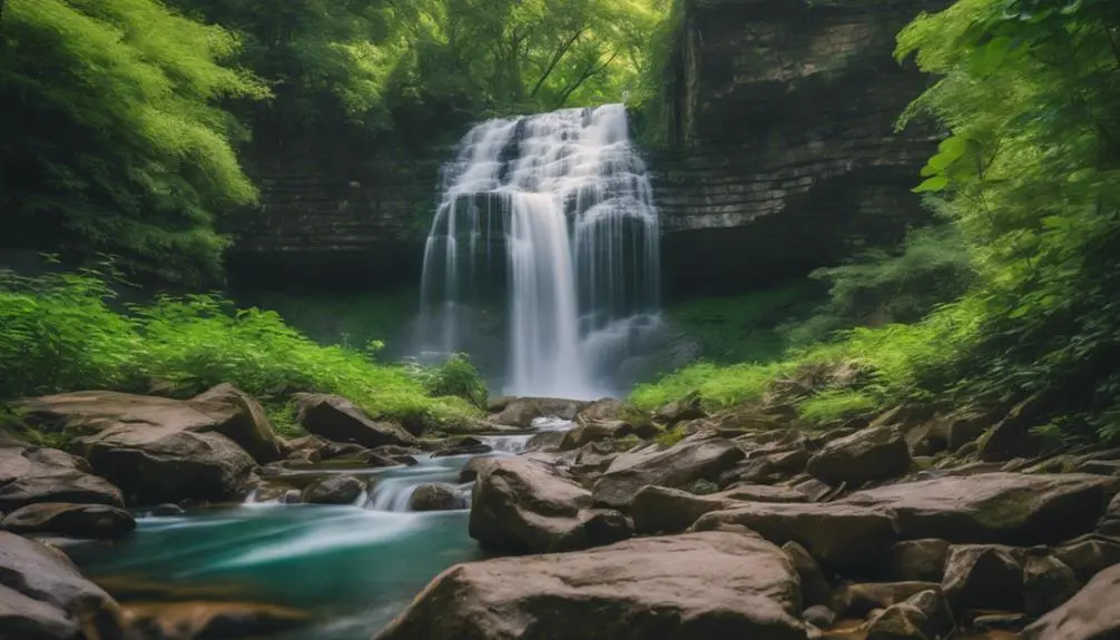 nature hike with waterfall