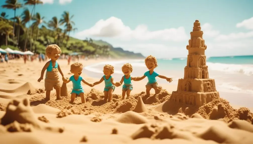 creative sandcastle competition on beach