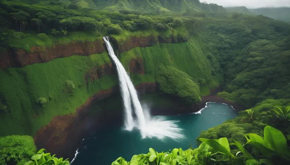 beautiful waterfall in hawaii