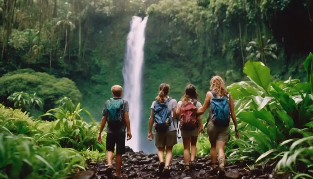 exploring hawaiian waterfalls together