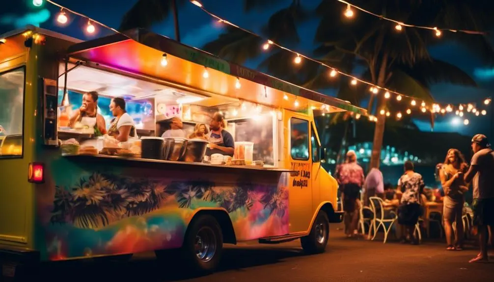 food trucks at night
