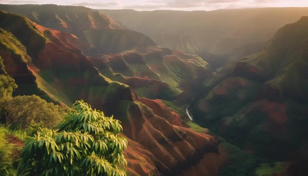 hawaiian sunrise over canyon