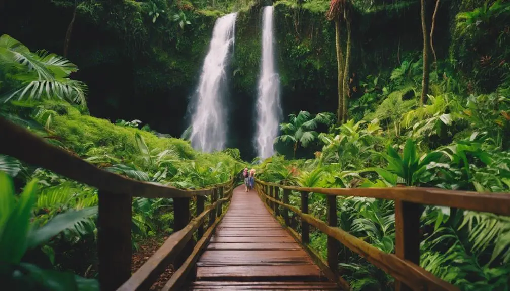 hidden waterfall in forest