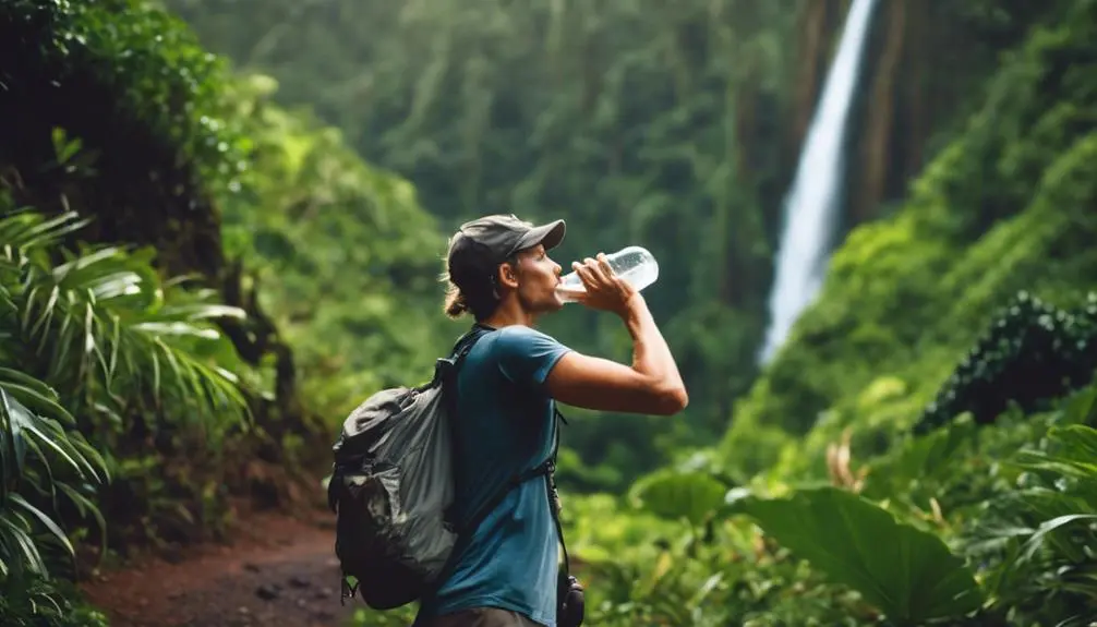 hydrating while hiking outdoors