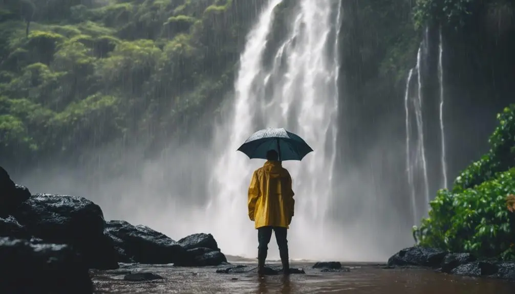 navigating through waterfall mist