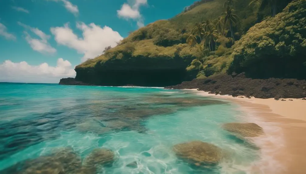picturesque beach with caves