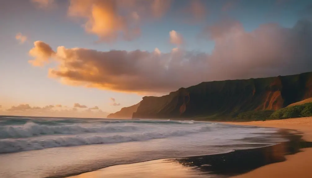 remote beach at sunset