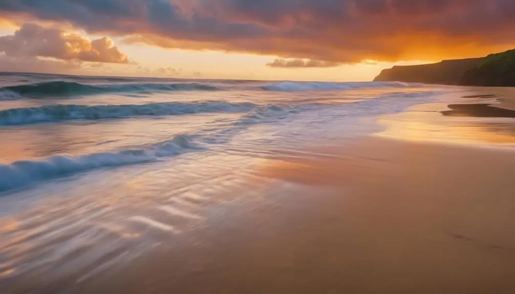 remote beach at sunset
