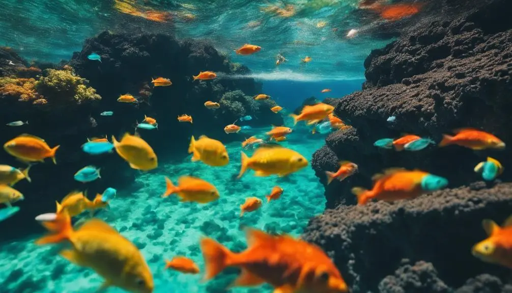 scenic beach with tunnels