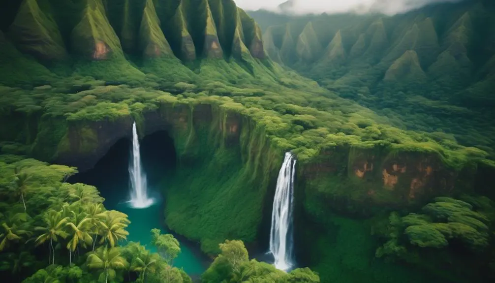 scenic waterfalls and greenery