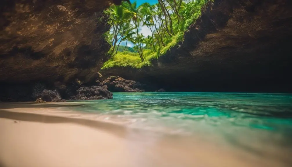 secluded beach with caves