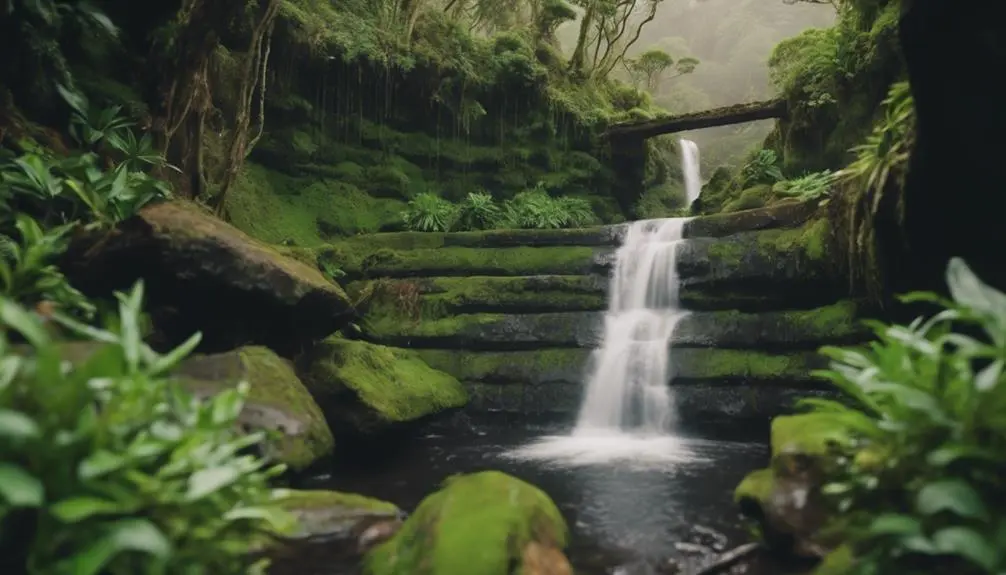 stone dam waterfall hiking