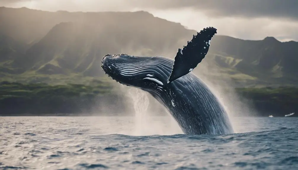 whale hits water surface