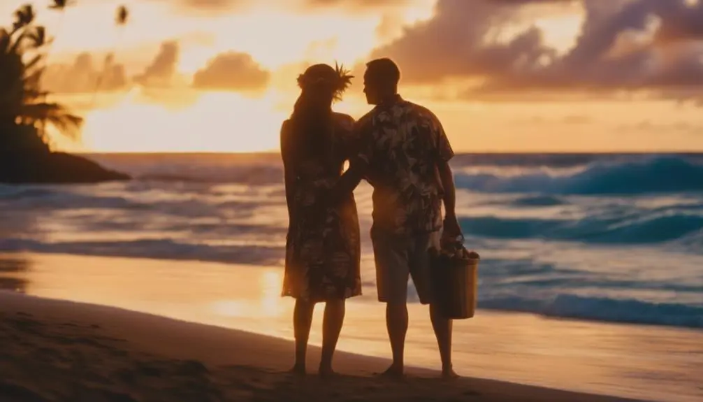 beachfront romance at sunset