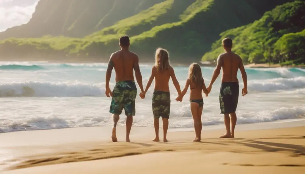 family surfing in kauai