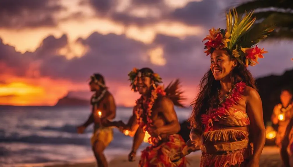 festive luau on beach