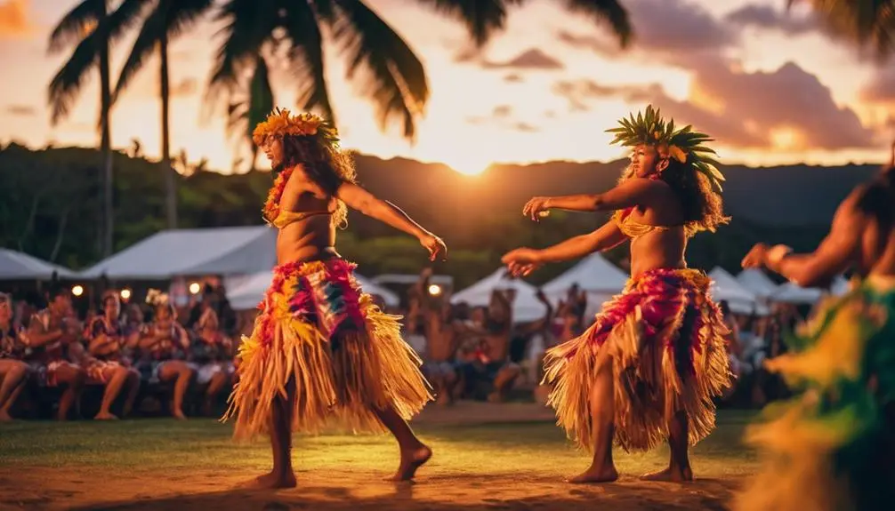 glowing torches hula dances