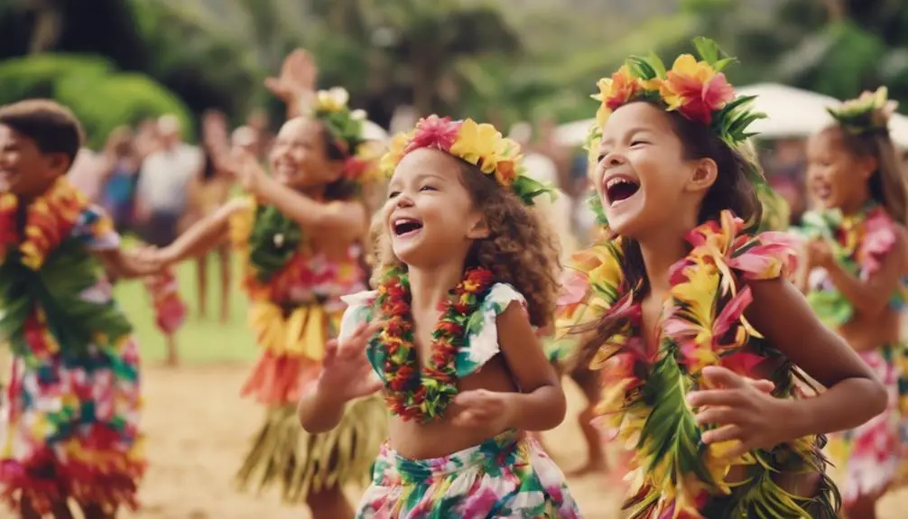 hawaiian dancers entertain families