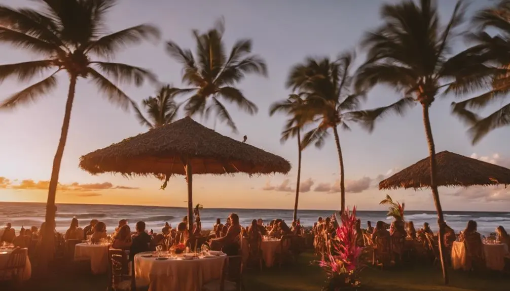 island inspired luau on beach