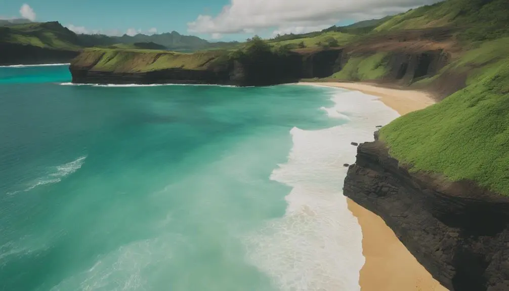 remote beach with quarry