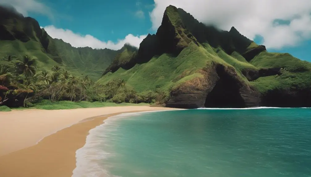 secluded beach with caves