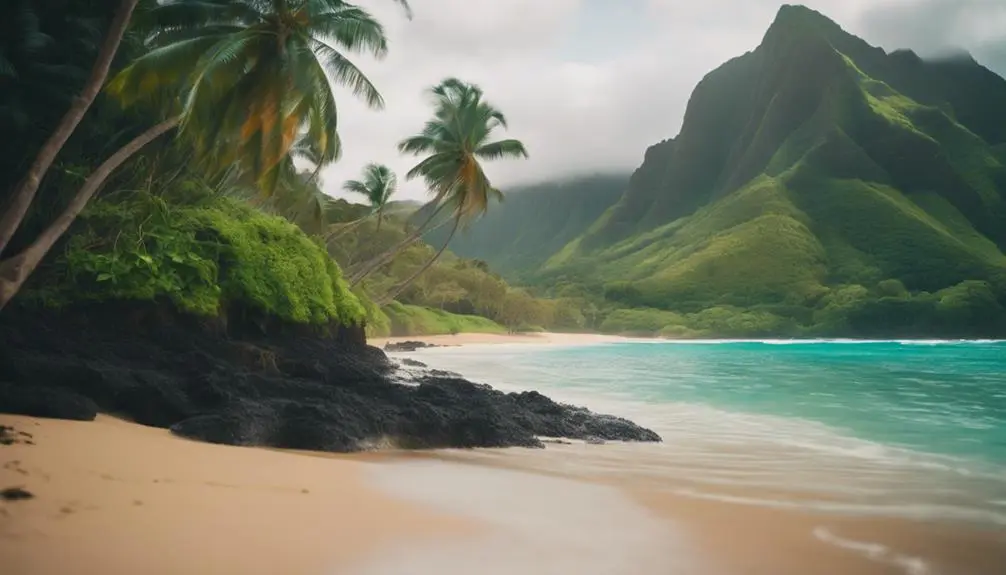 serene beach with caves