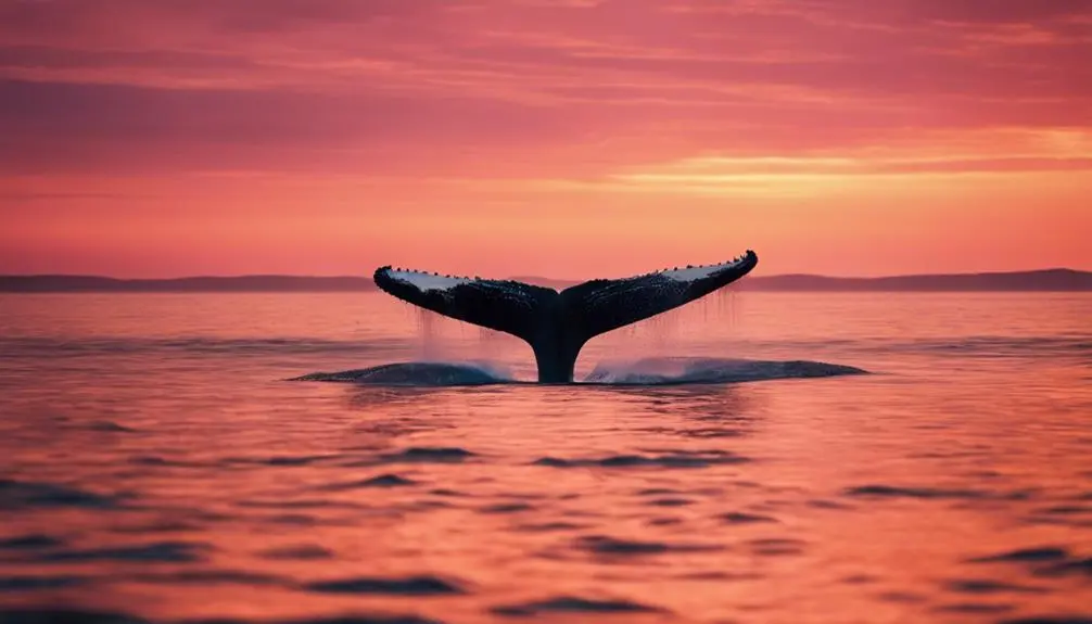 whale watching at dusk