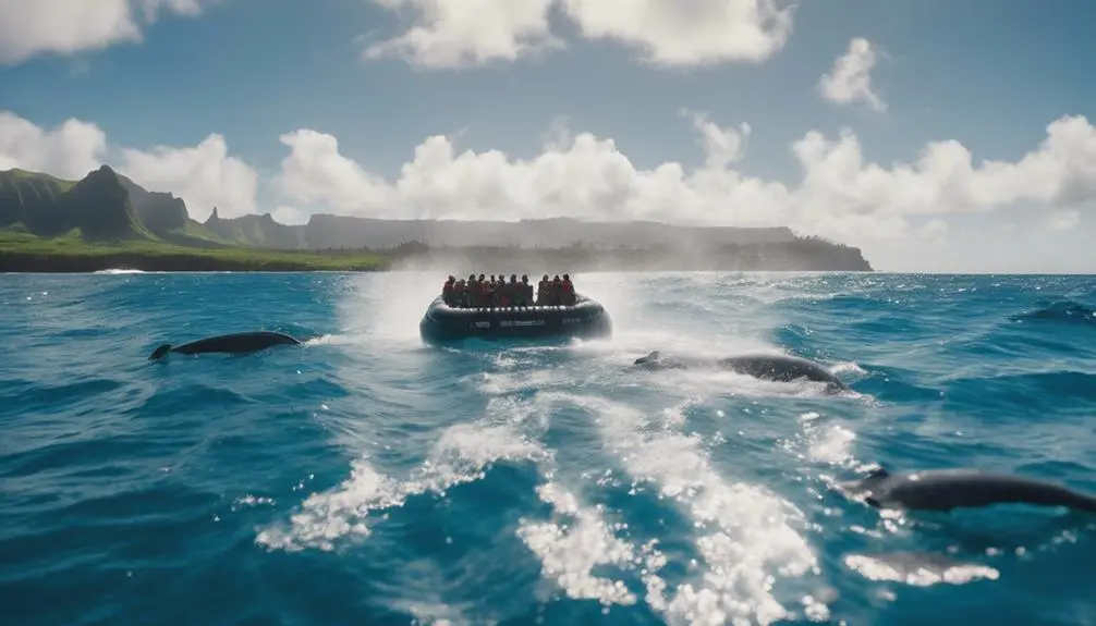 whale watching on zodiac